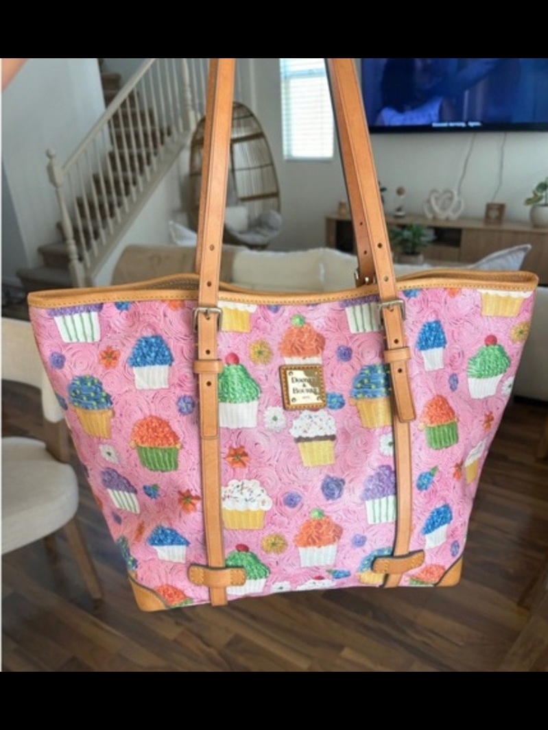 Dooney & Bourke Pink Cupcake Print Leather-Trim Tote